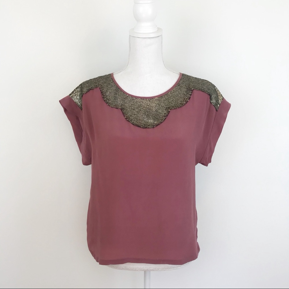 Stitch-Fix Skies Are Blue 100% Silk Sequin Blouse